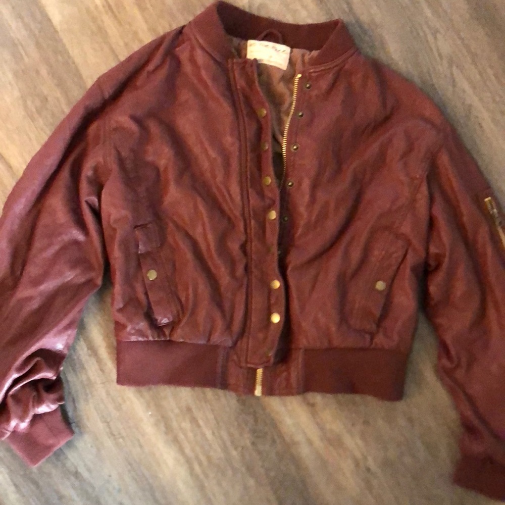 Free People faux leather bomber